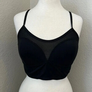 Boutique brand black mesh detail swimsuit top